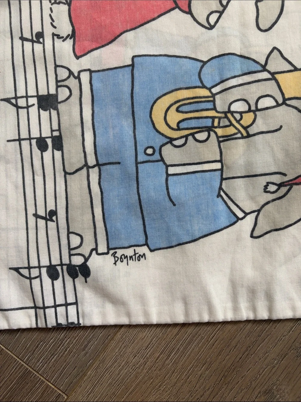 Vintage Sandra Boynton Pillow Case Orchestra Print
